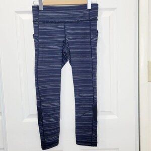 LULULEMON Blue Speed Cyber Stripe Cropped Leggings 6